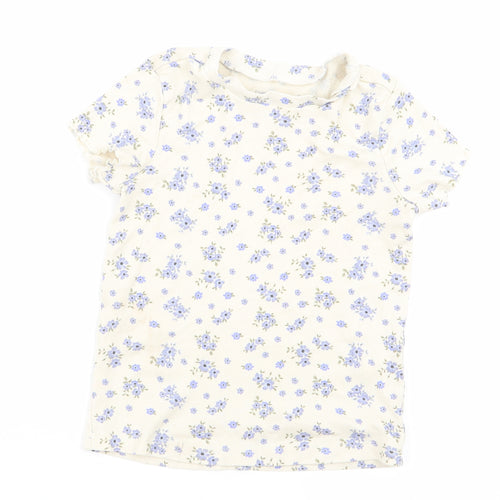 denim and co Girls Beige Fair Isle  Basic T-Shirt Size 4-5 Years