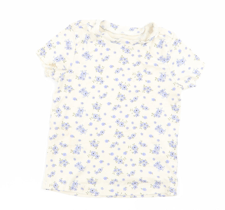 denim and co Girls Beige Fair Isle Basic T-Shirt Size 4-5 Years