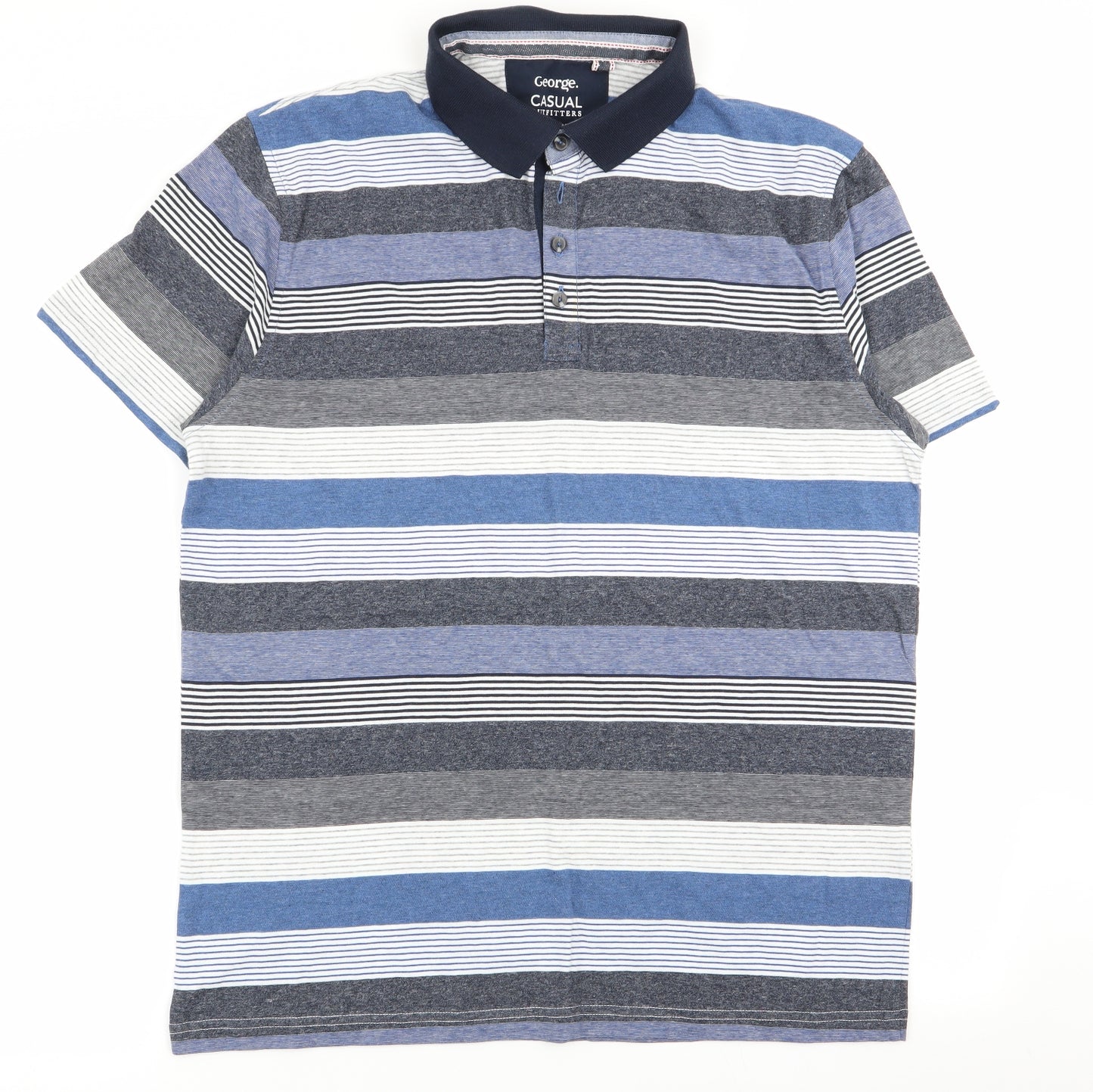 Asda George Mens Multicoloured Striped   Polo Size M
