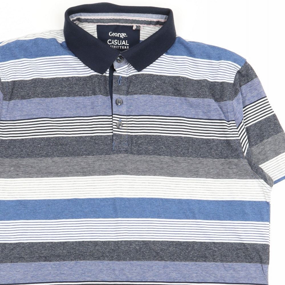 Asda George Mens Multicoloured Striped   Polo Size M