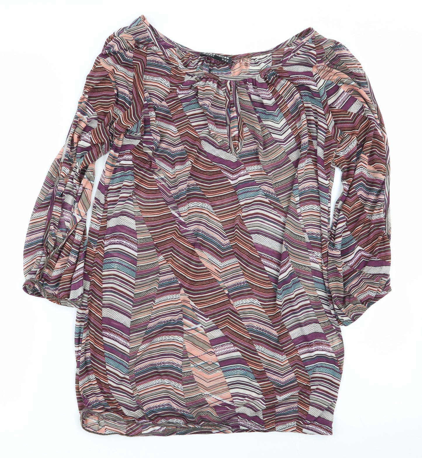 warehouse definitives Womens Multicoloured Geometric  Basic T-Shirt Size 10
