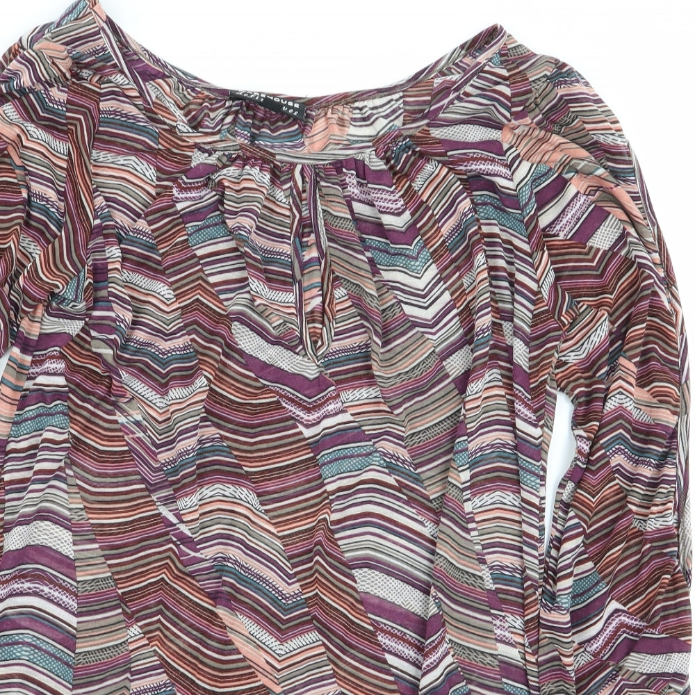 warehouse definitives Womens Multicoloured Geometric  Basic T-Shirt Size 10
