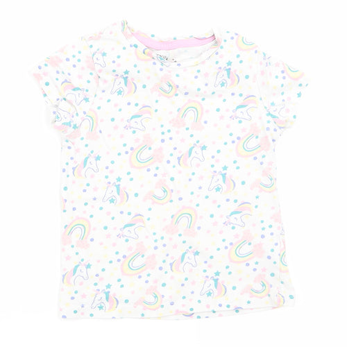 pep and co Girls White Animal Print  Basic T-Shirt Size 3-4 Years