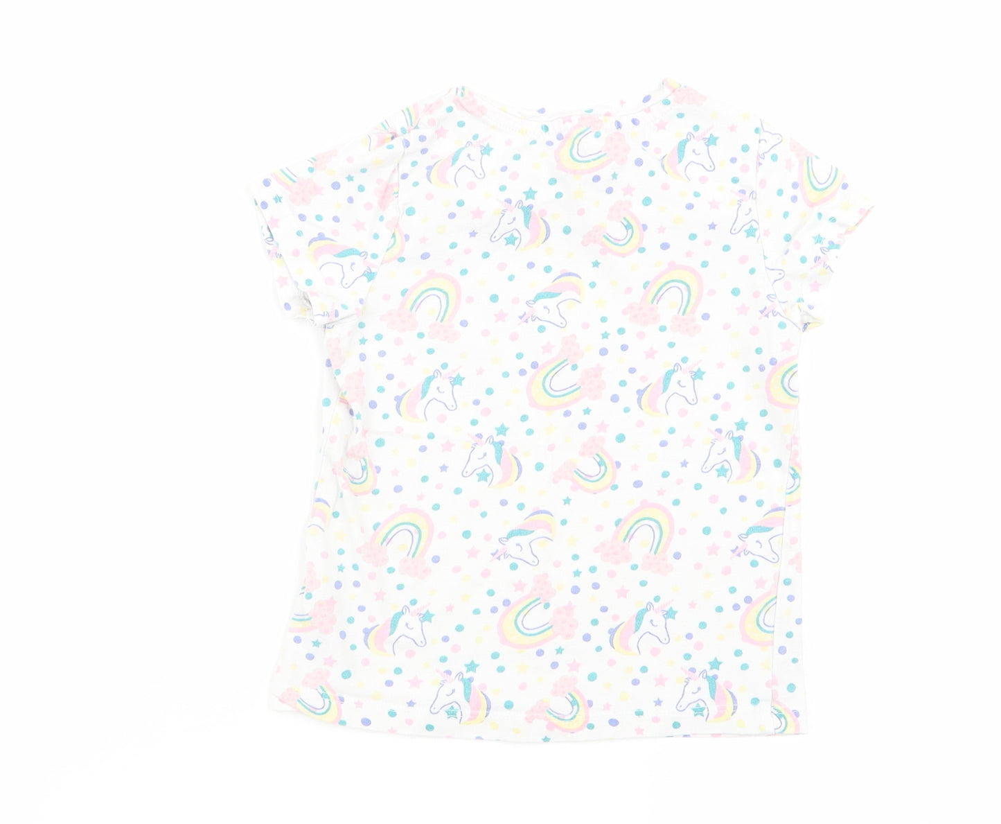 pep and co Girls White Animal Print  Basic T-Shirt Size 3-4 Years
