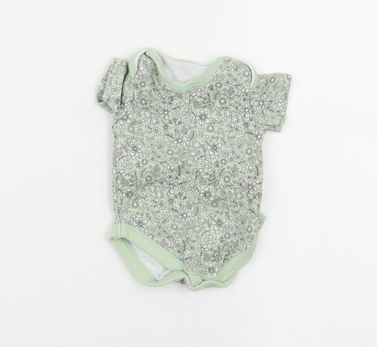 Nutmeg Girls Green Floral  Babygrow One-Piece Size 0-3 Months