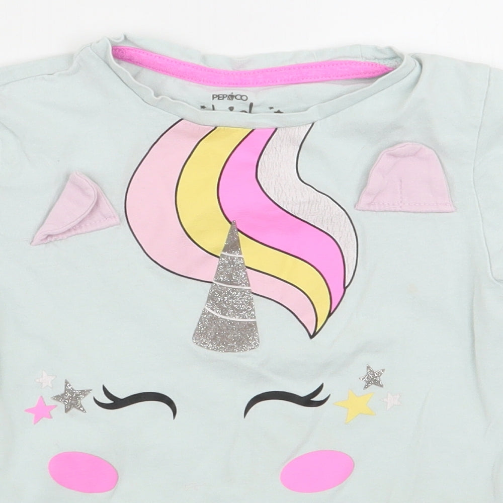 pep and co Girls Green   Basic T-Shirt Size 4-5 Years