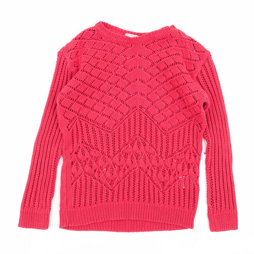Cooperative Womens Red Geometric  Pullover Jumper Size XS