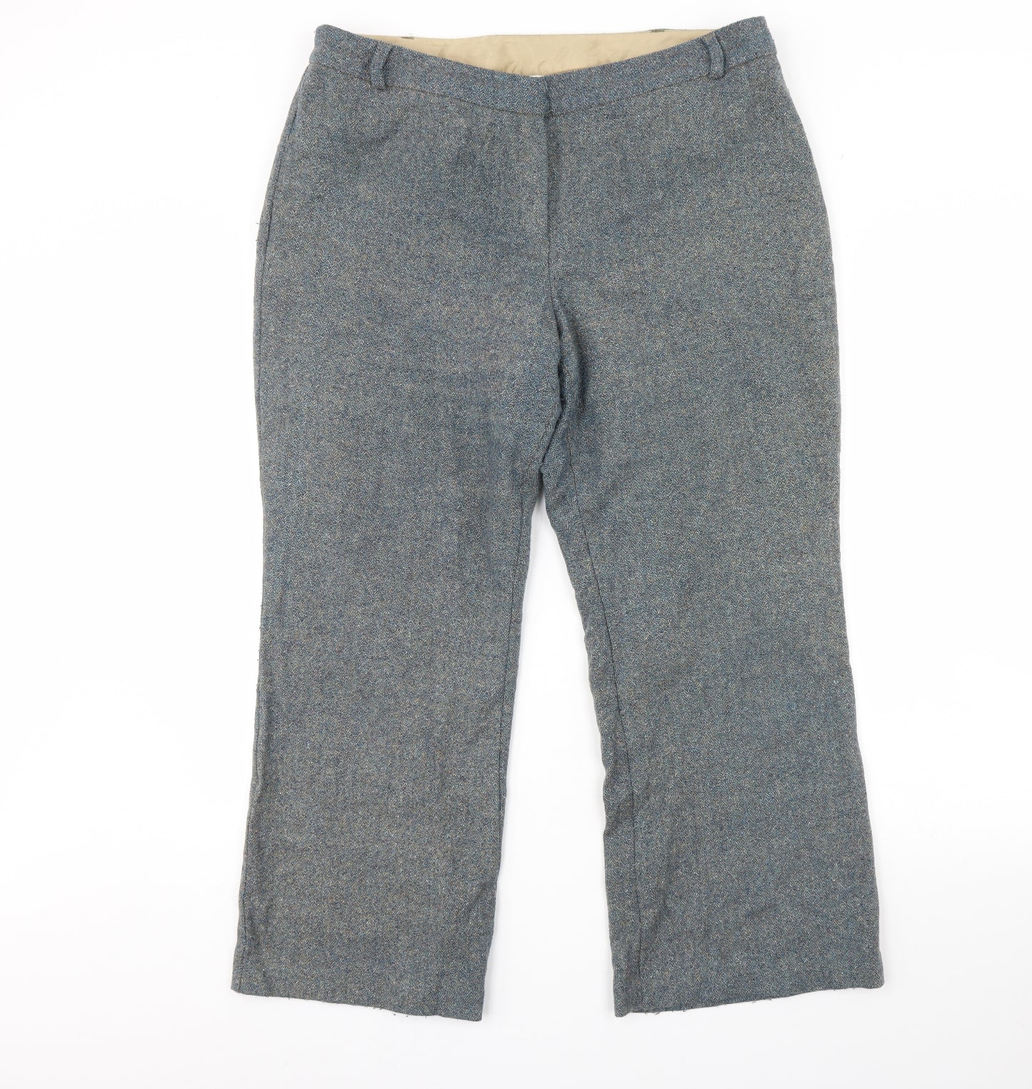 m&s Womens Blue   Cropped Trousers Size 16 L26 in