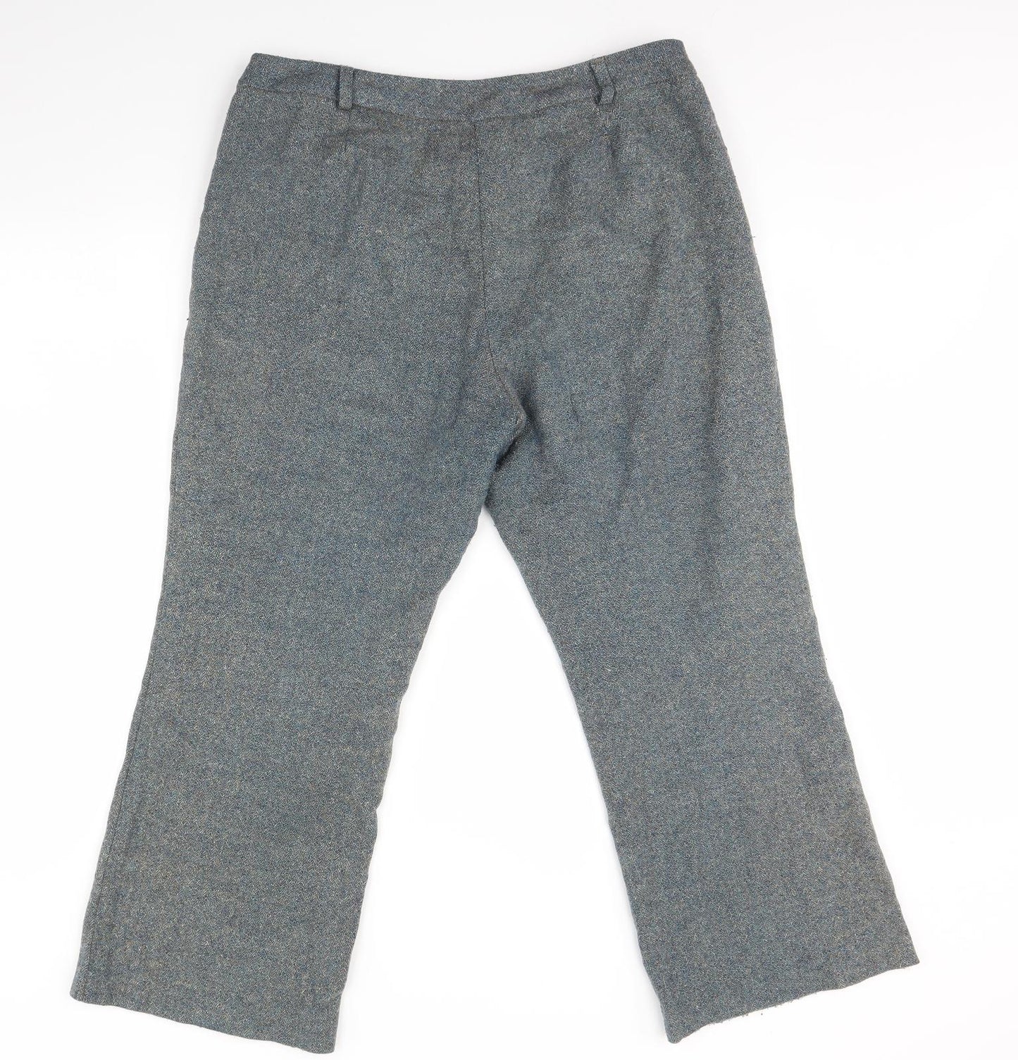 m&s Womens Blue   Cropped Trousers Size 16 L26 in