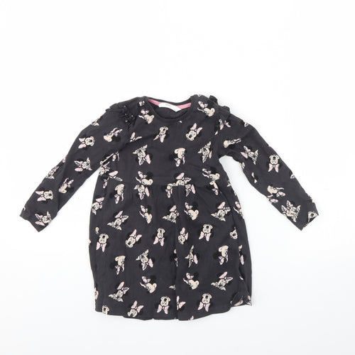 M&S Girls Grey Spotted  Fit & Flare  Size 2 Years  - Minnie mouse