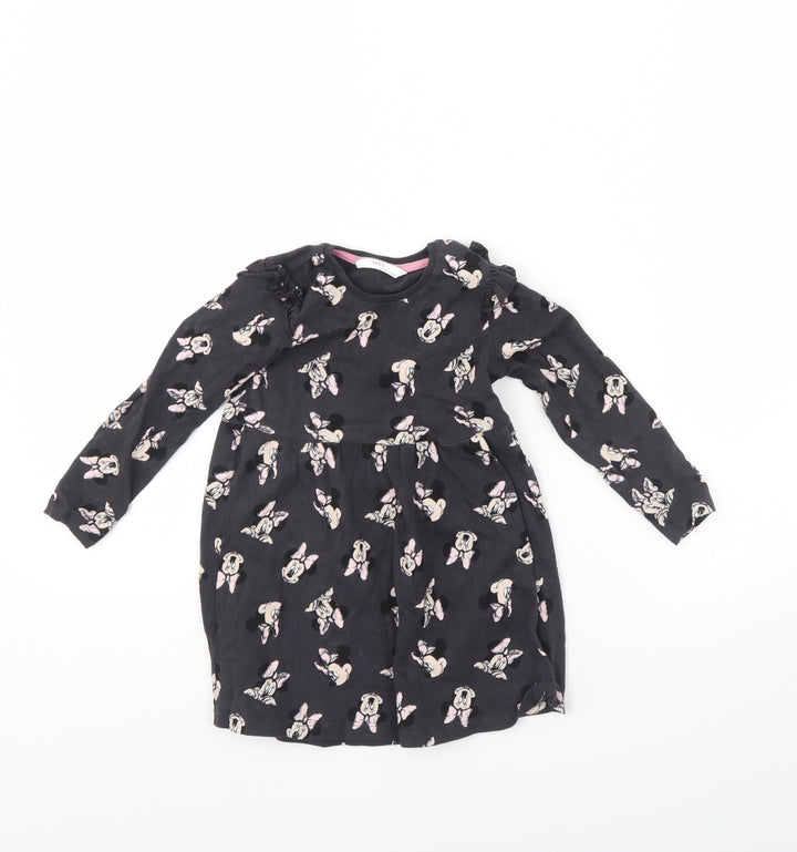 M&S Girls Grey Spotted  Fit & Flare  Size 2 Years  - Minnie mouse