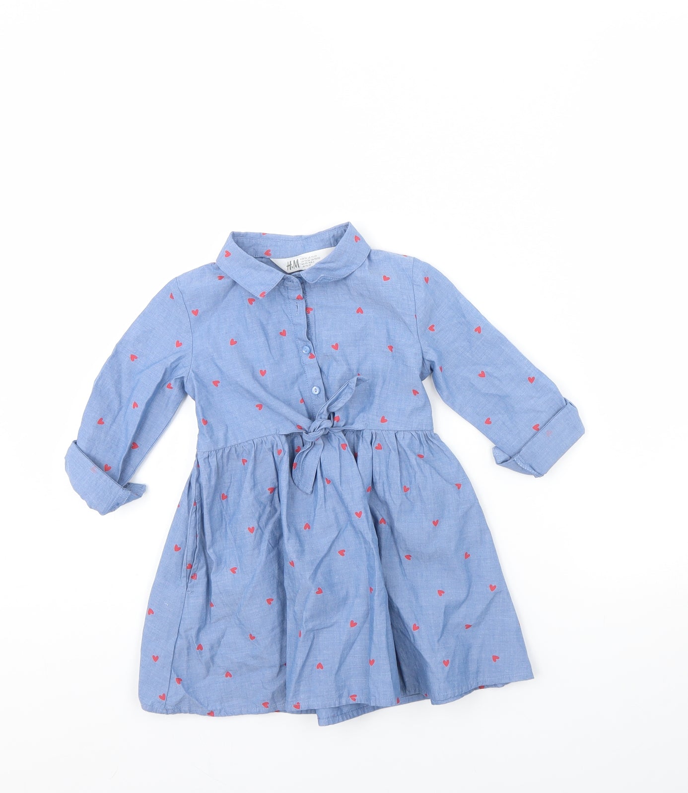 H&M Girls Blue   Shirt Dress  Size 18 Months