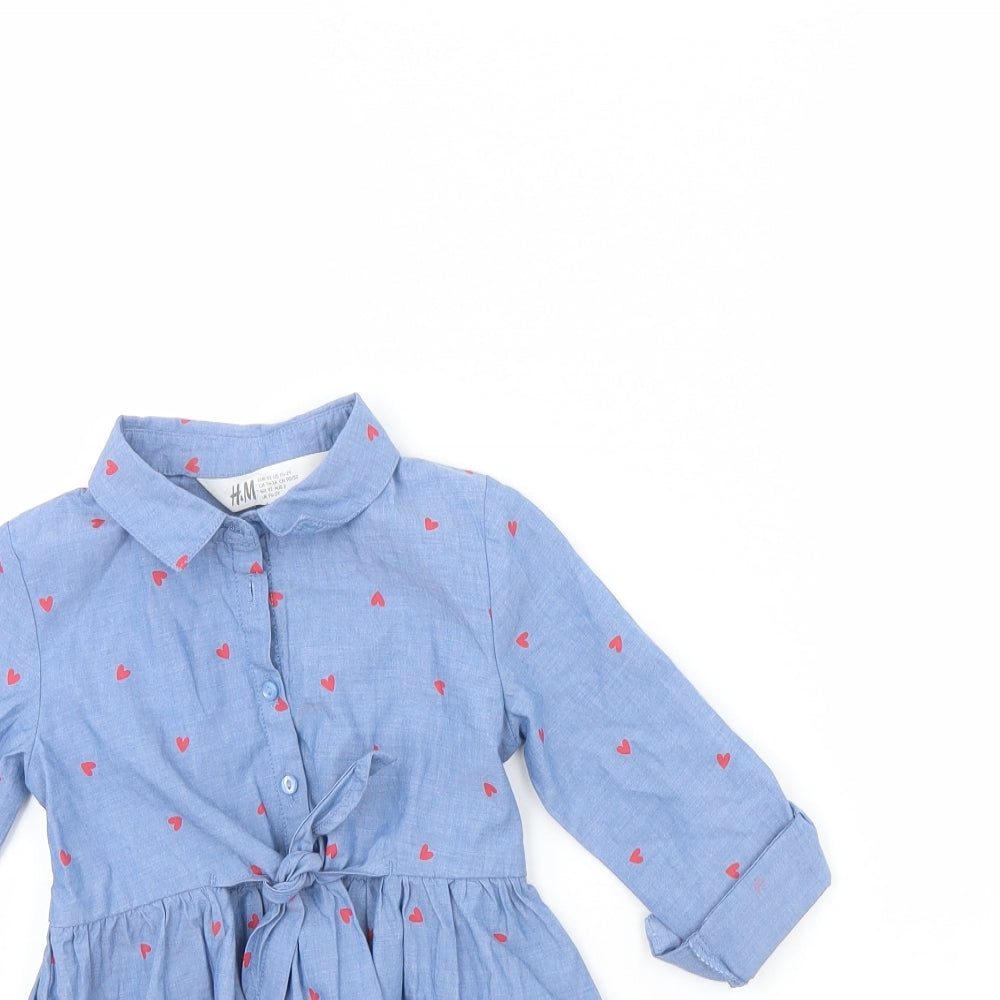 H&M Girls Blue   Shirt Dress  Size 18 Months
