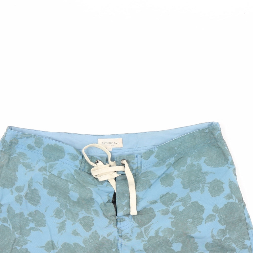 Saturdays Mens Blue   Bermuda Shorts Size 34