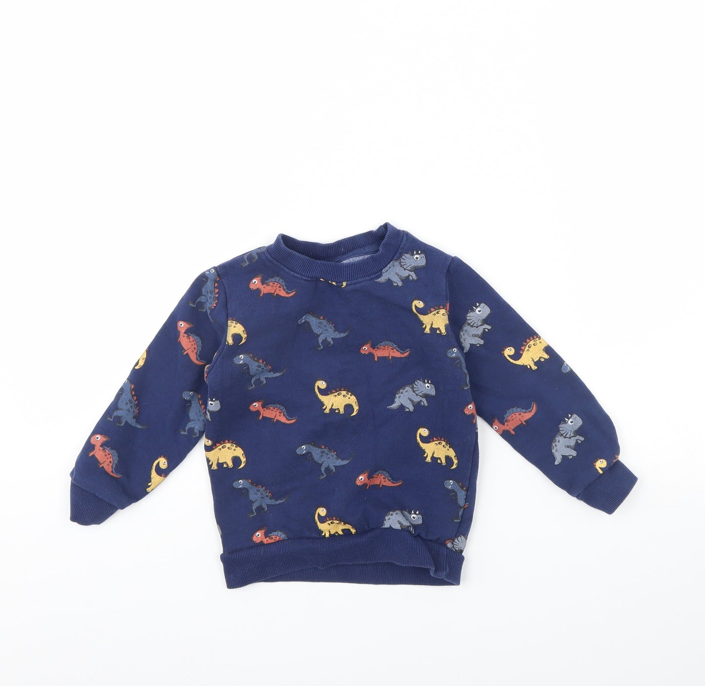 M&Co Boys Blue Animal Print  Pullover Jumper Size 2 Years  - Dinosaur