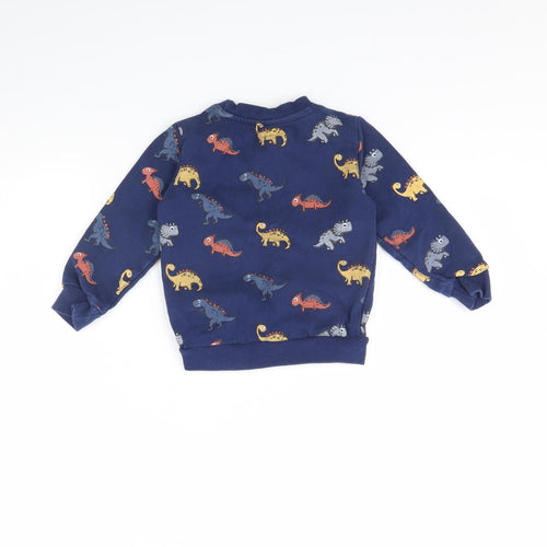 M&Co Boys Blue Animal Print  Pullover Jumper Size 2 Years  - Dinosaur