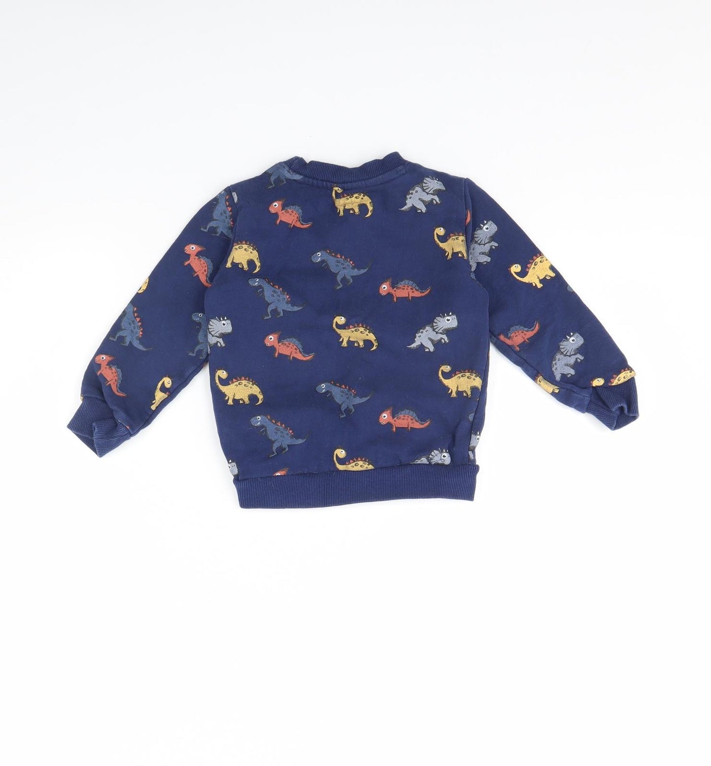 M&Co Boys Blue Animal Print  Pullover Jumper Size 2 Years  - Dinosaur