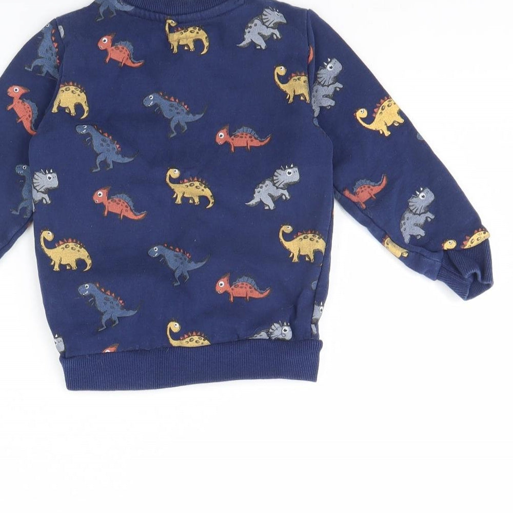 M&Co Boys Blue Animal Print  Pullover Jumper Size 2 Years  - Dinosaur