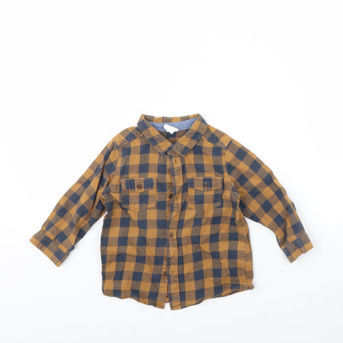 H&M Baby Yellow Check  Basic Button-Up Size 9-12 Months