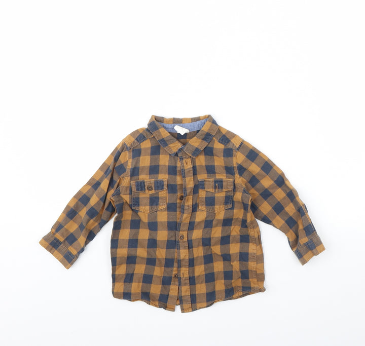 H&M Baby Yellow Check  Basic Button-Up Size 9-12 Months