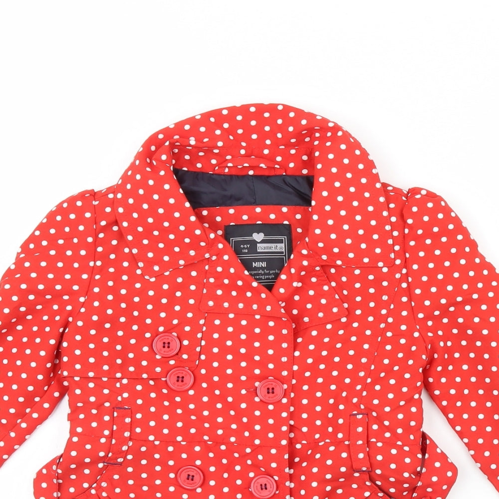 Name it  Girls Red Polka Dot  Rain Coat Coat Size 4 Years