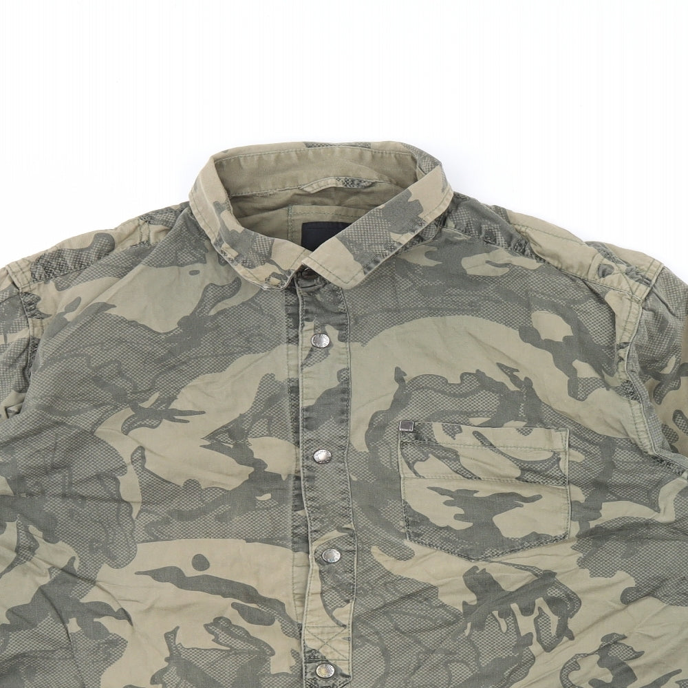Bench  Mens Green Camouflage   Button-Up Size XL