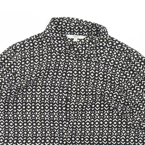 NEXT Womens Black Geometric  Basic Button-Up Size 10