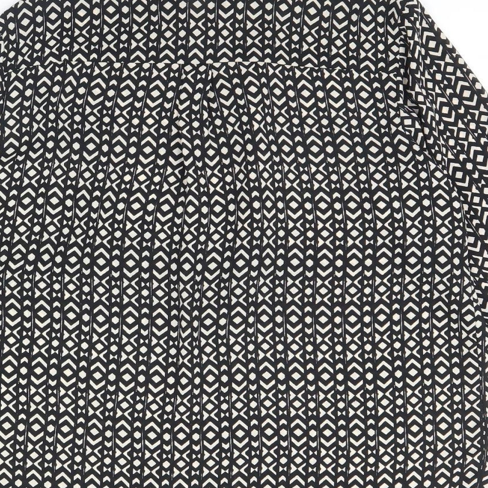 NEXT Womens Black Geometric  Basic Button-Up Size 10