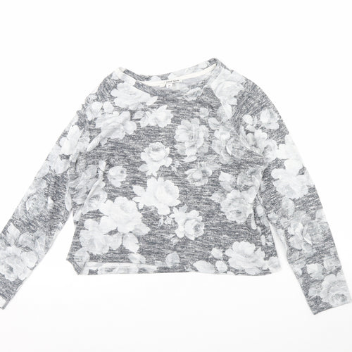 TALLY WEiJL Womens Grey Floral  Pullover Jumper Size XS