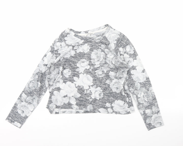 TALLY WEiJL Womens Grey Floral Pullover Jumper Size XS
