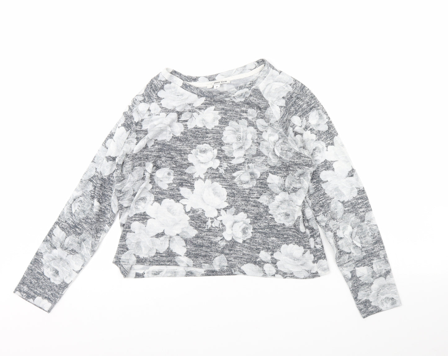 TALLY WEiJL Womens Grey Floral  Pullover Jumper Size XS