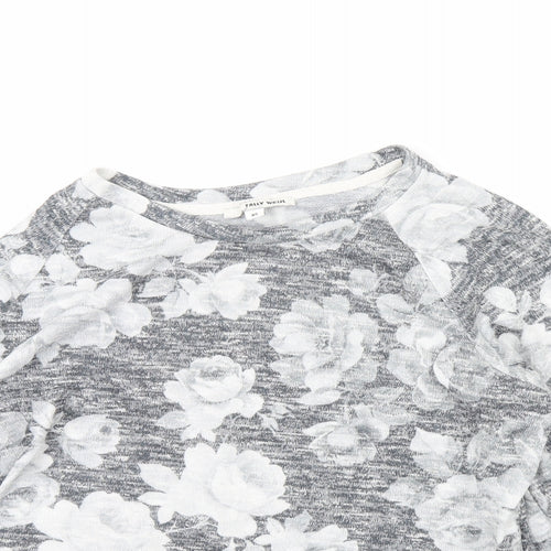 TALLY WEiJL Womens Grey Floral  Pullover Jumper Size XS