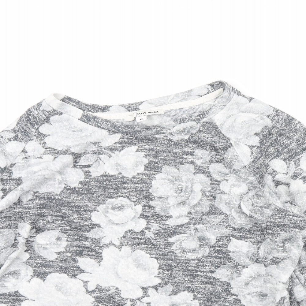 TALLY WEiJL Womens Grey Floral  Pullover Jumper Size XS