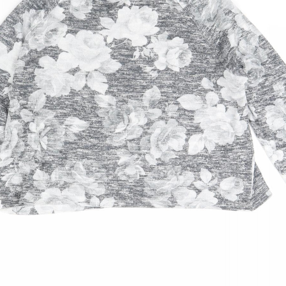TALLY WEiJL Womens Grey Floral  Pullover Jumper Size XS