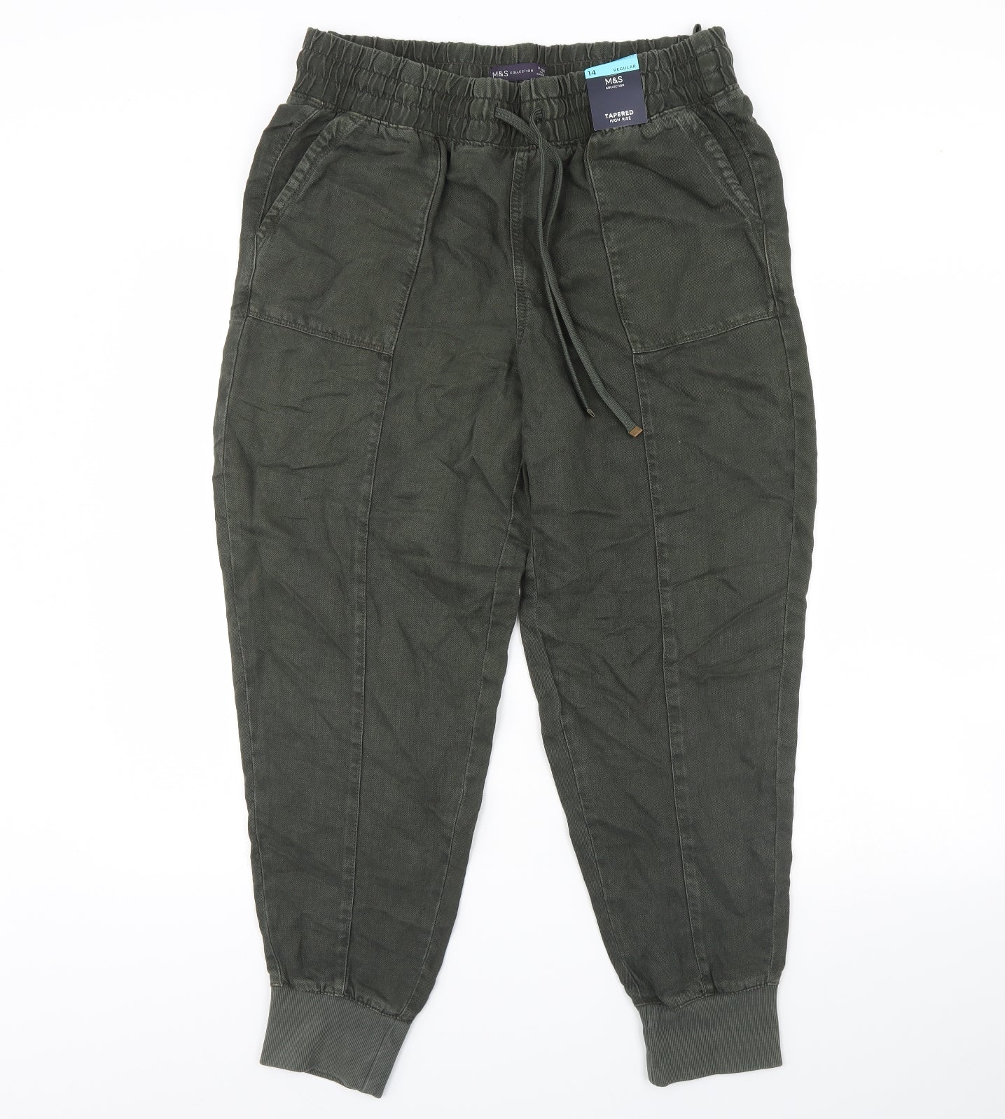 m&s Womens Green   Trousers  Size 14 L29 in