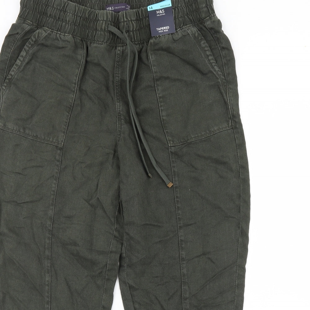 m&s Womens Green   Trousers  Size 14 L29 in