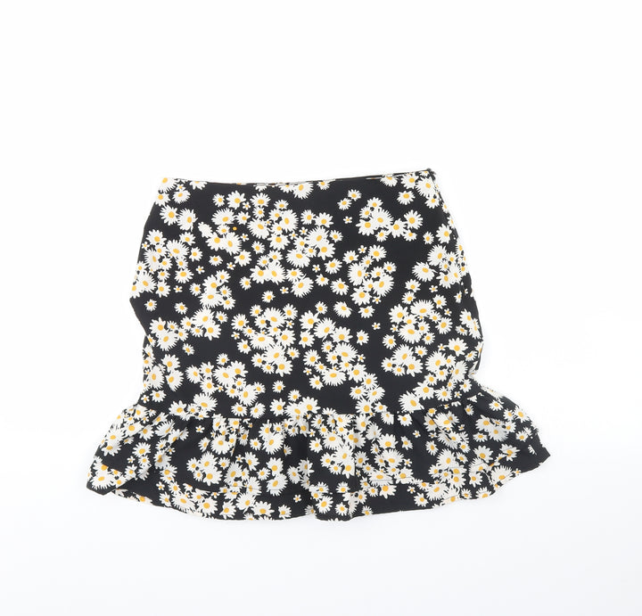 Mini velvet Womens Black Floral Mini Skirt Size 6