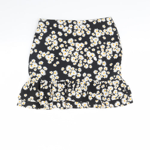 Mini velvet Womens Black Floral  Mini Skirt Size 6