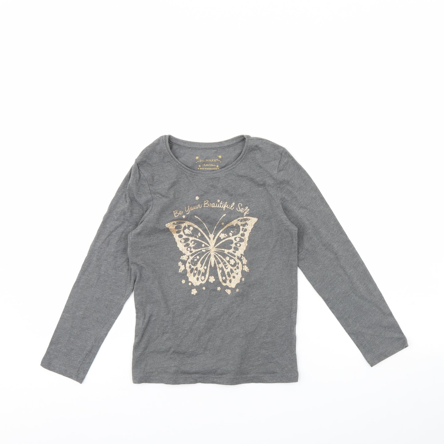 Primark Girls Grey   Basic T-Shirt Size 7 Years