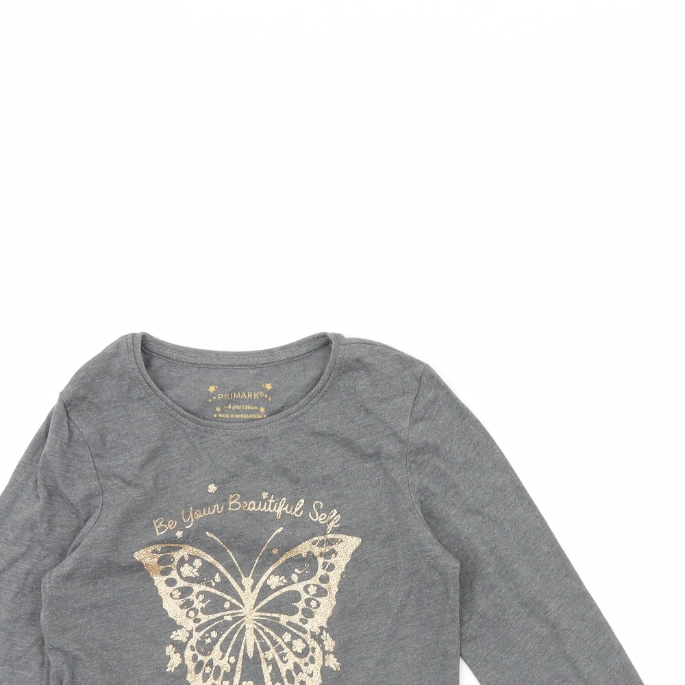Primark Girls Grey   Basic T-Shirt Size 7 Years