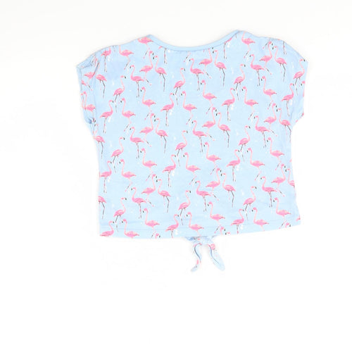 TU Girls Blue Animal Print  Basic T-Shirt Size 4 Years  - Flamingo