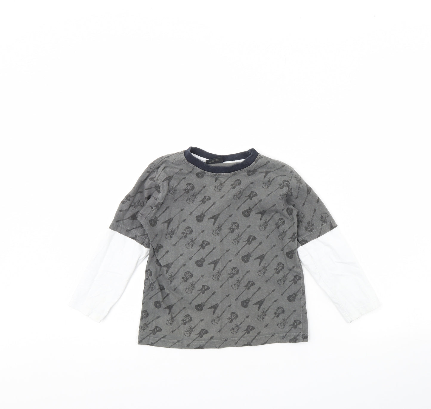 Nex Boys Grey Spotted  Basic T-Shirt Size 4 Years