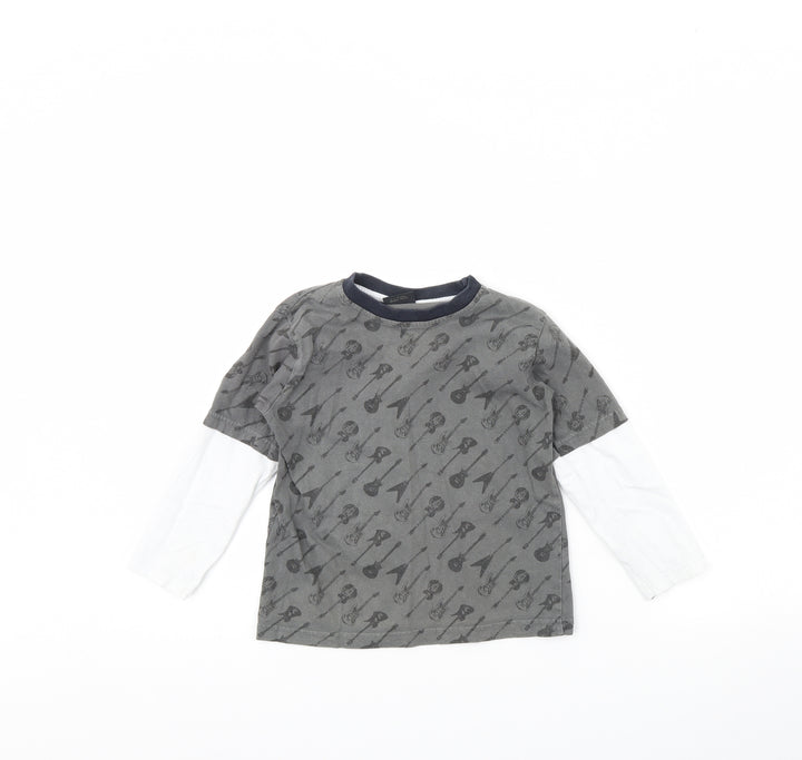 Nex Boys Grey Spotted  Basic T-Shirt Size 4 Years