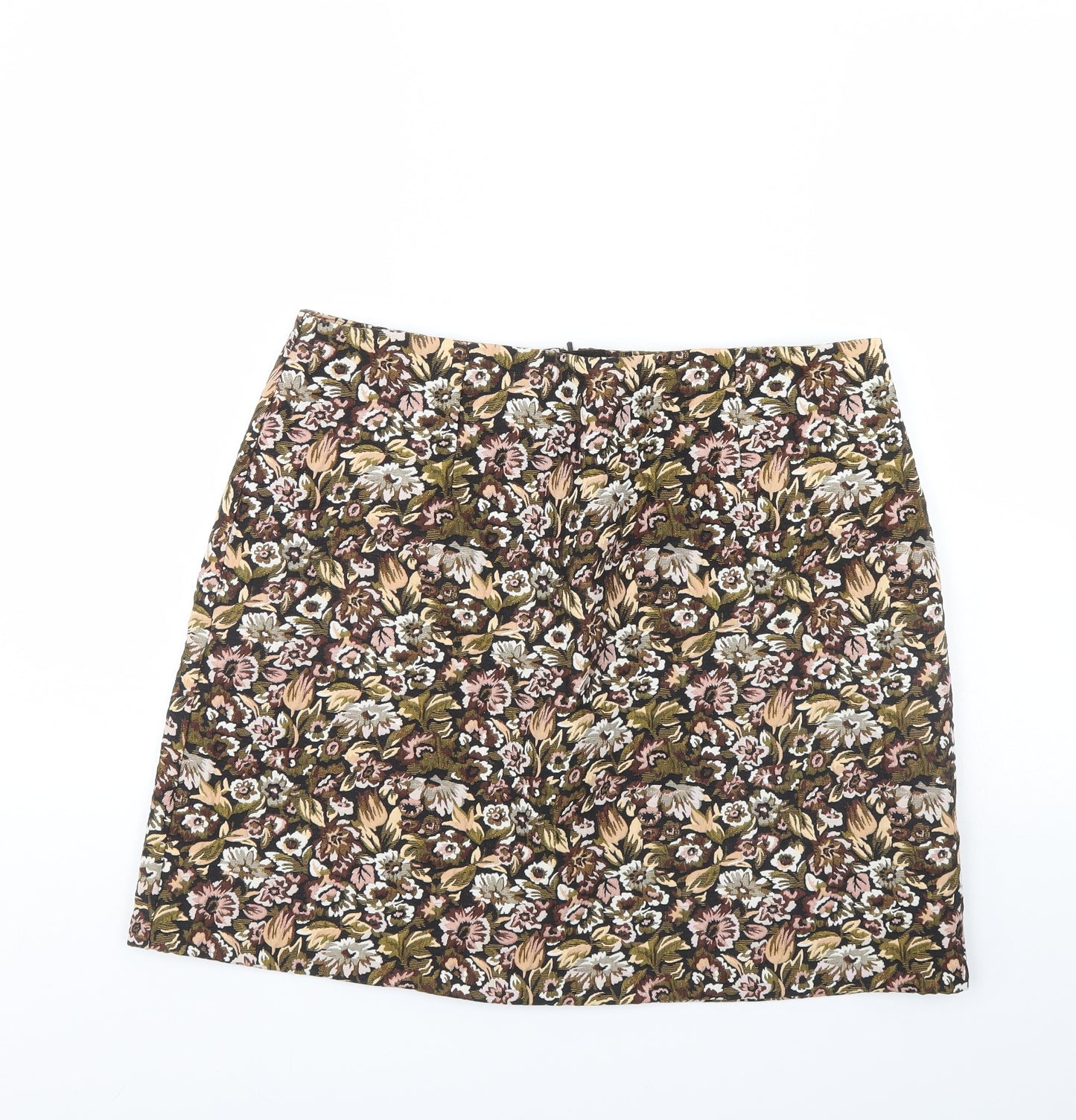 M&S Womens Black Floral  Mini Skirt Size 16