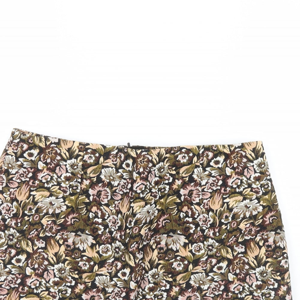 M&S Womens Black Floral  Mini Skirt Size 16