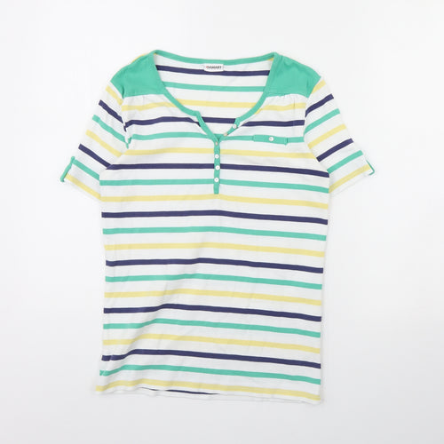 Damart Womens White Striped  Basic Blouse Size 10