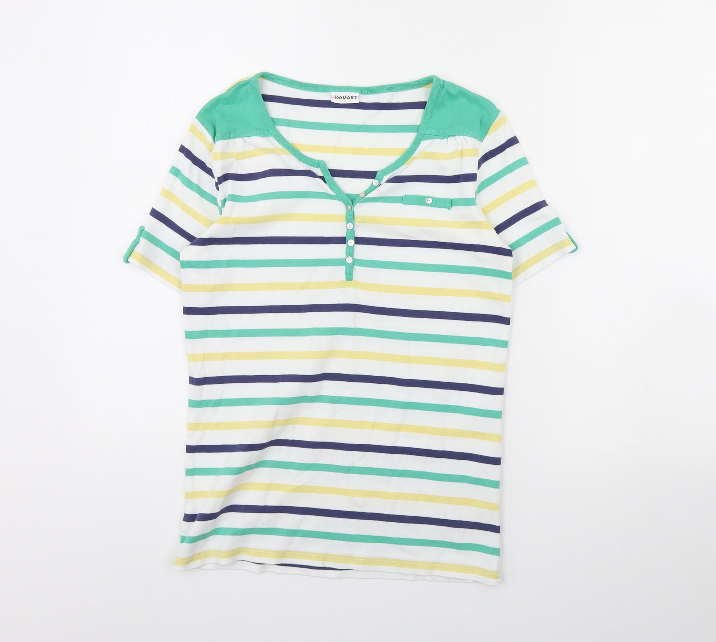 Damart Womens White Striped  Basic Blouse Size 10