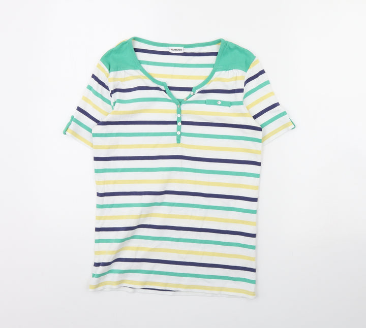 Damart Womens White Striped  Basic Blouse Size 10