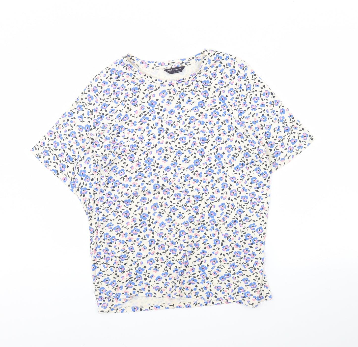 m&s Womens White Floral  Basic Blouse Size 22