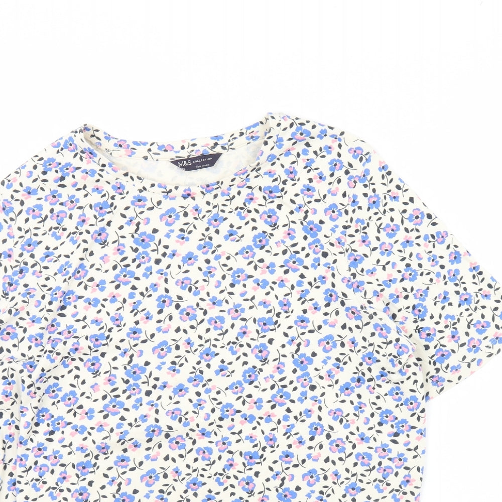 m&s Womens White Floral  Basic Blouse Size 22